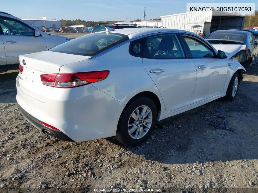 2016 Kia Optima Lx VIN: KNAGT4L30G5107093 Lot: 40691592