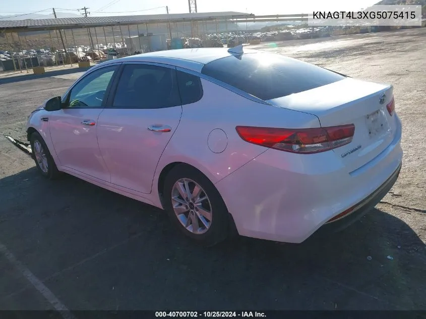 2016 Kia Optima Lx VIN: KNAGT4L3XG5075415 Lot: 40700702