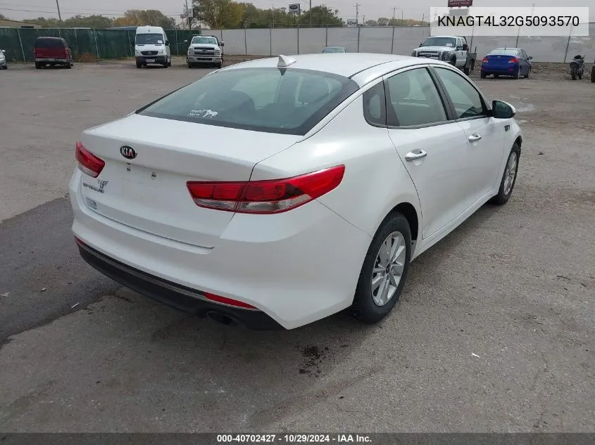 2016 Kia Optima Lx VIN: KNAGT4L32G5093570 Lot: 40702427