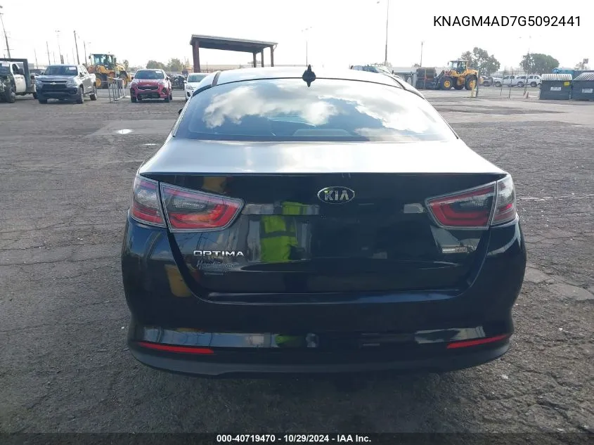 2016 Kia Optima Hybrid VIN: KNAGM4AD7G5092441 Lot: 40719470