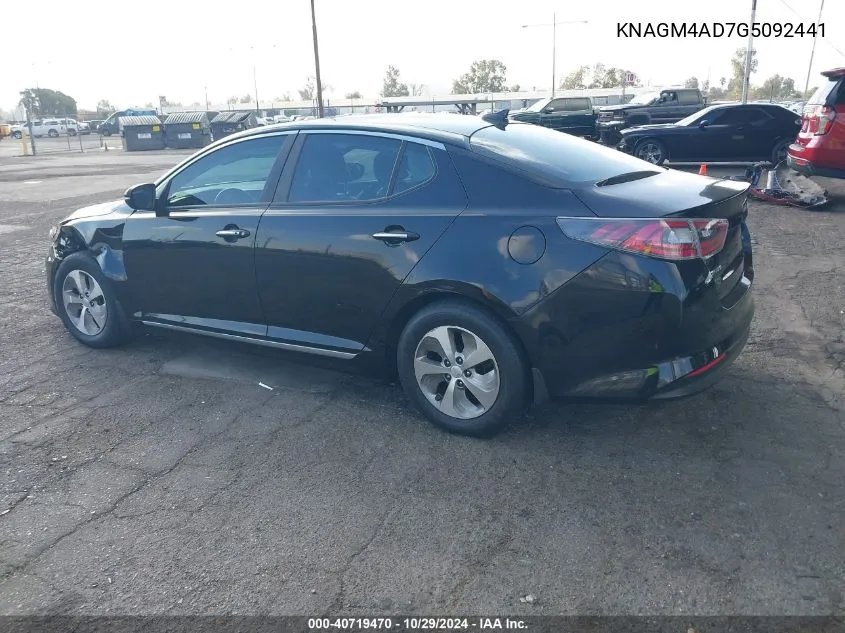 2016 Kia Optima Hybrid VIN: KNAGM4AD7G5092441 Lot: 40719470