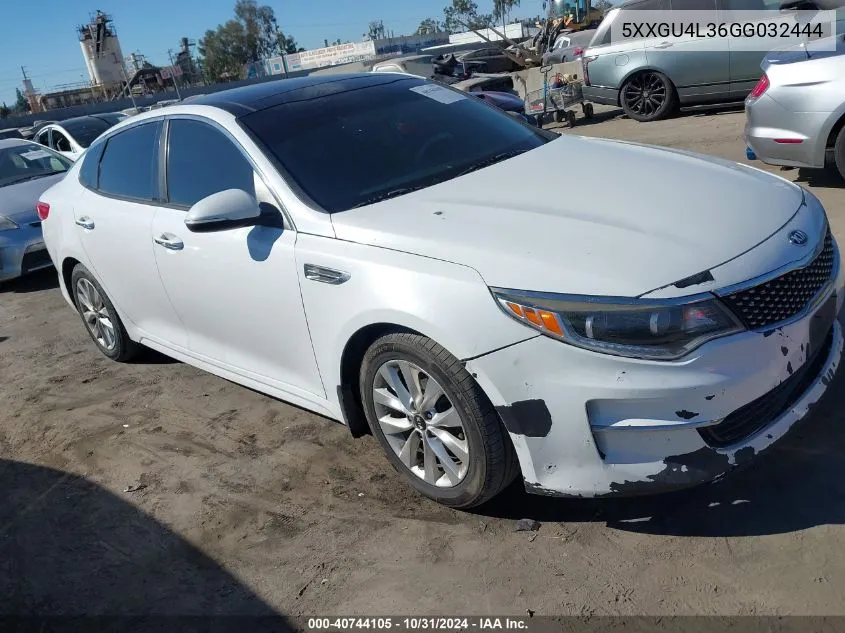 2016 Kia Optima Ex VIN: 5XXGU4L36GG032444 Lot: 40744105