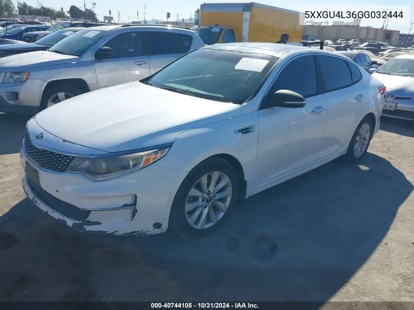 2016 Kia Optima Ex VIN: 5XXGU4L36GG032444 Lot: 40744105