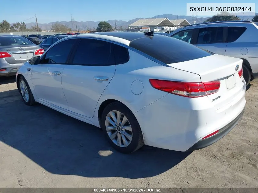 2016 Kia Optima Ex VIN: 5XXGU4L36GG032444 Lot: 40744105