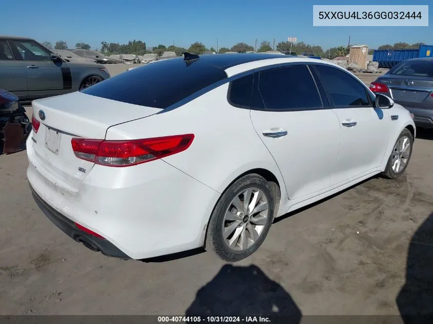 2016 Kia Optima Ex VIN: 5XXGU4L36GG032444 Lot: 40744105