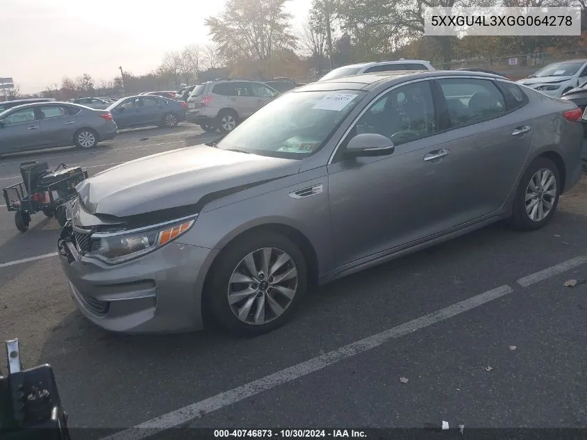 2016 Kia Optima Ex VIN: 5XXGU4L3XGG064278 Lot: 40746873