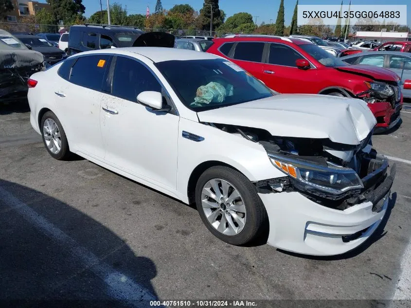 2016 Kia Optima Ex VIN: 5XXGU4L35GG064883 Lot: 40751510