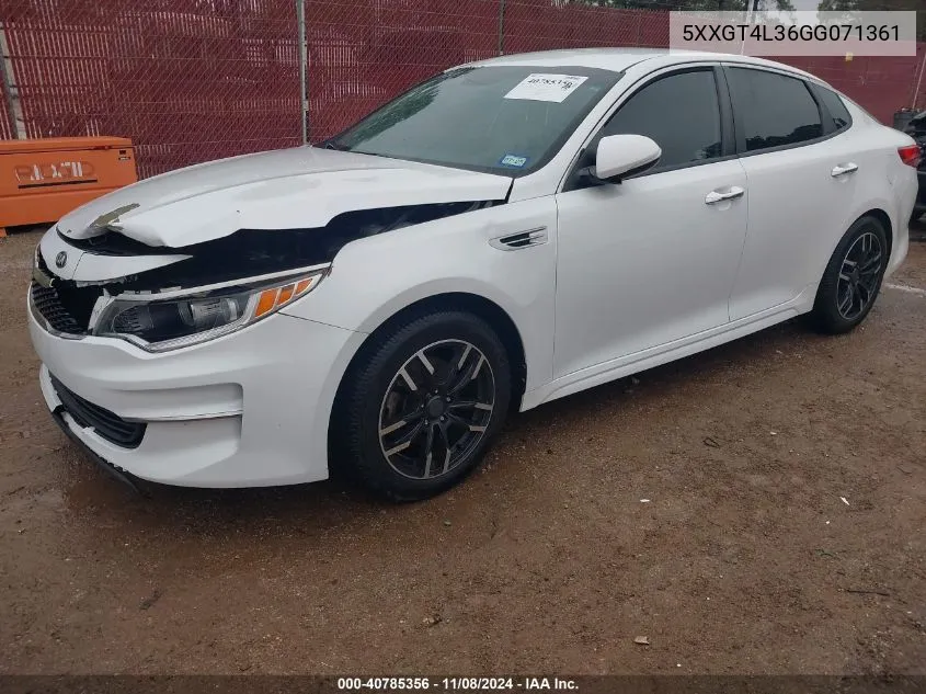 2016 Kia Optima Lx VIN: 5XXGT4L36GG071361 Lot: 40785356