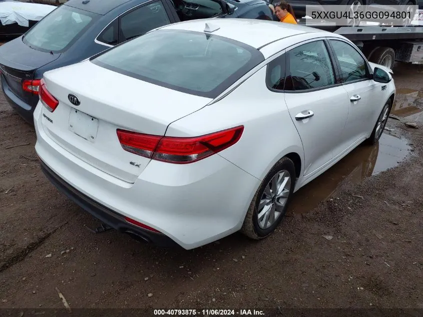 2016 Kia Optima Ex VIN: 5XXGU4L36GG094801 Lot: 40793875