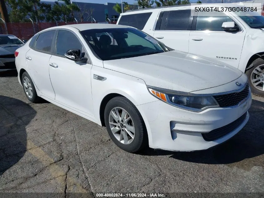 2016 Kia Optima Lx VIN: 5XXGT4L37GG048784 Lot: 40802874