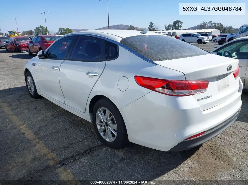 2016 Kia Optima Lx VIN: 5XXGT4L37GG048784 Lot: 40802874