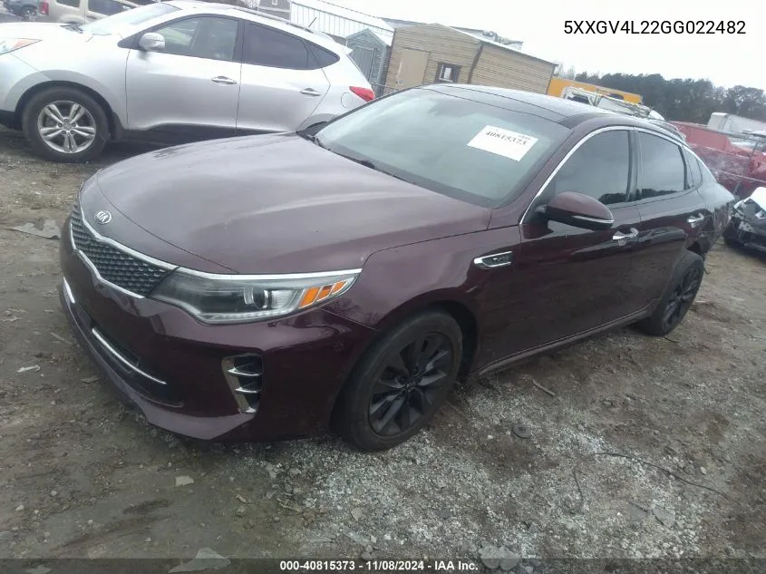 2016 Kia Optima Sxl Turbo VIN: 5XXGV4L22GG022482 Lot: 40815373