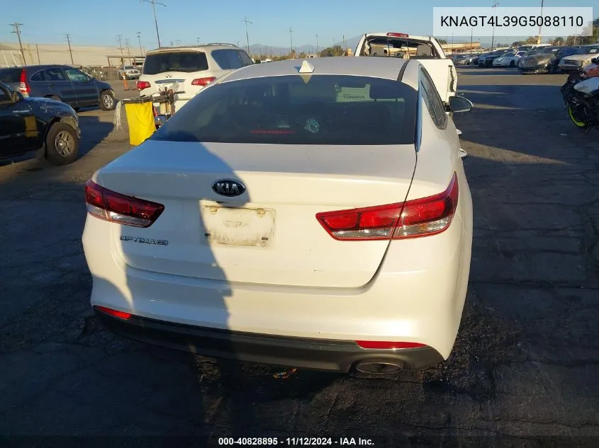 2016 Kia Optima Lx VIN: KNAGT4L39G5088110 Lot: 40828895