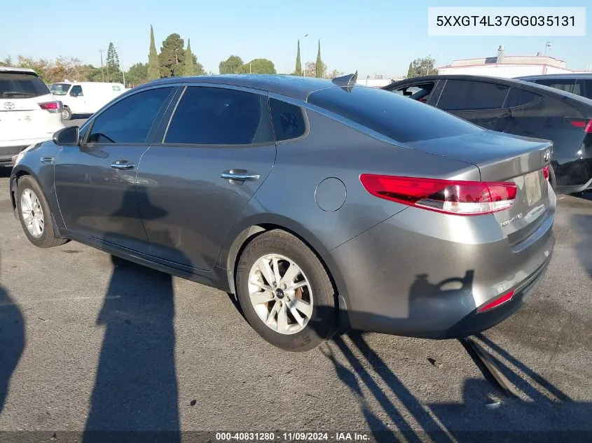 2016 Kia Optima Lx VIN: 5XXGT4L37GG035131 Lot: 40831280