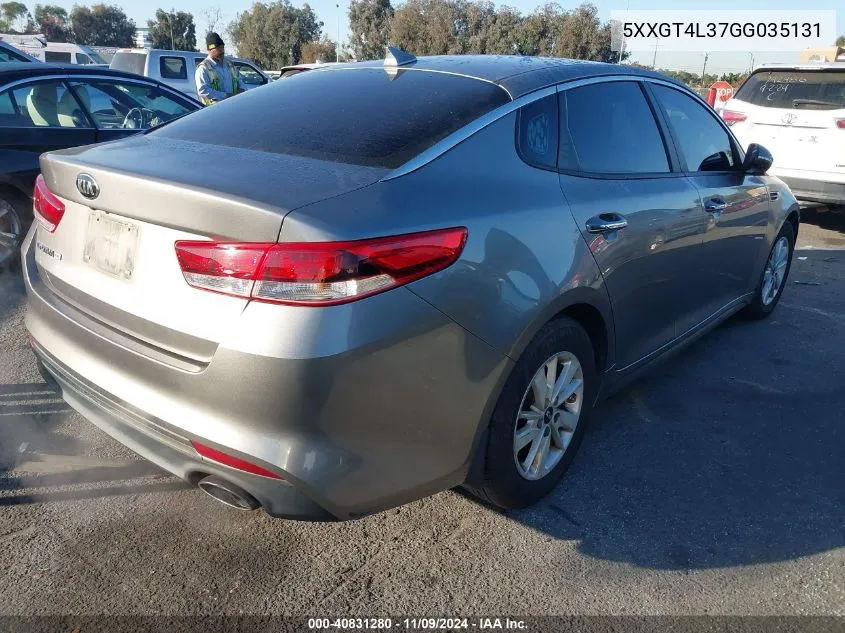 2016 Kia Optima Lx VIN: 5XXGT4L37GG035131 Lot: 40831280