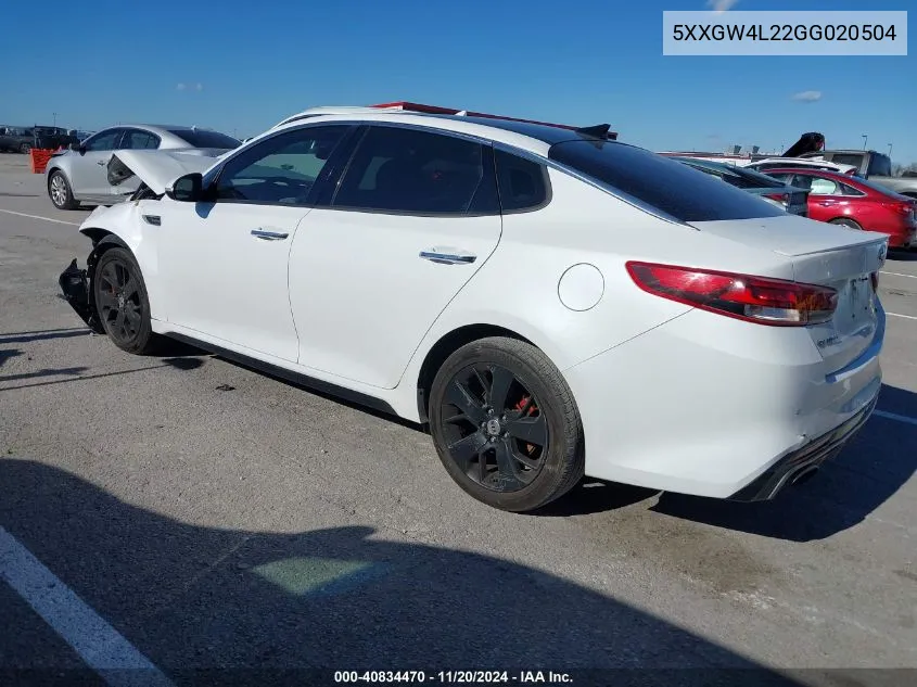 2016 Kia Optima Sx Turbo VIN: 5XXGW4L22GG020504 Lot: 40834470