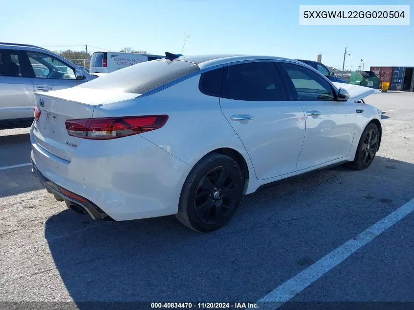 2016 Kia Optima Sx Turbo VIN: 5XXGW4L22GG020504 Lot: 40834470