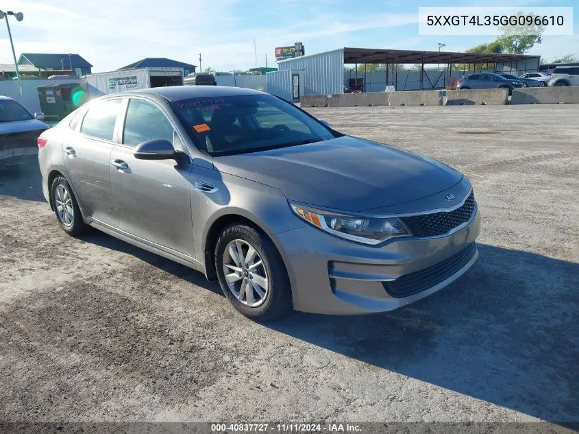 2016 Kia Optima Lx VIN: 5XXGT4L35GG096610 Lot: 40837727