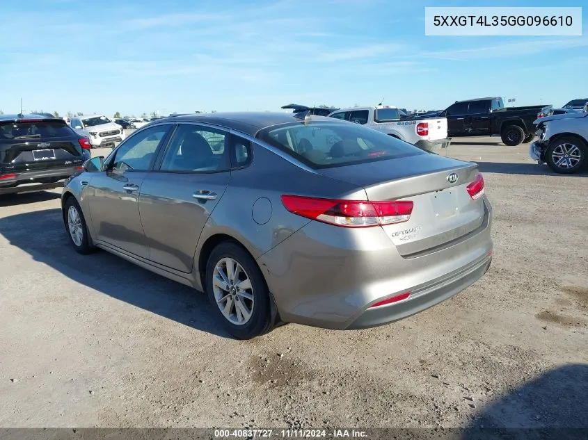 2016 Kia Optima Lx VIN: 5XXGT4L35GG096610 Lot: 40837727