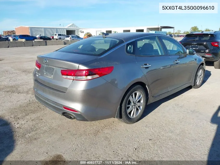 2016 Kia Optima Lx VIN: 5XXGT4L35GG096610 Lot: 40837727