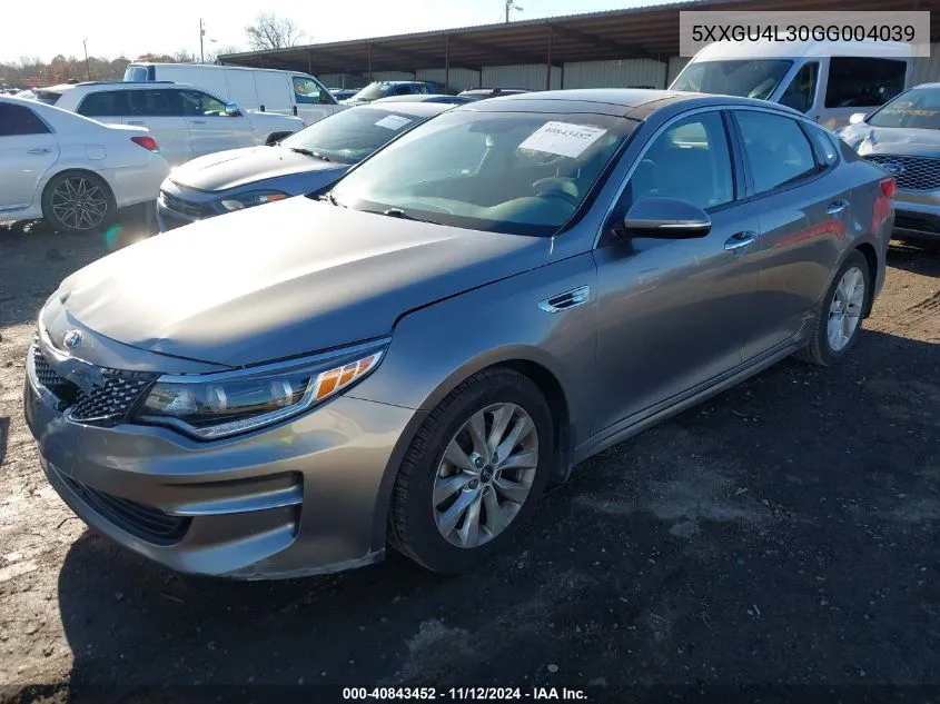 2016 Kia Optima Ex VIN: 5XXGU4L30GG004039 Lot: 40843452