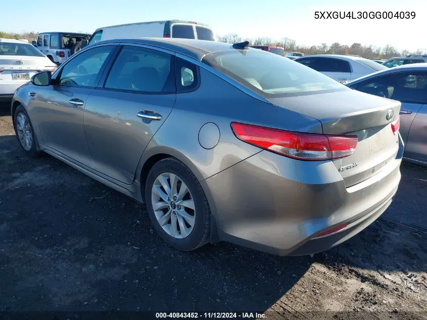 2016 Kia Optima Ex VIN: 5XXGU4L30GG004039 Lot: 40843452