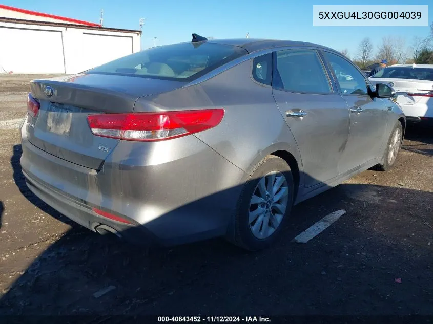 2016 Kia Optima Ex VIN: 5XXGU4L30GG004039 Lot: 40843452