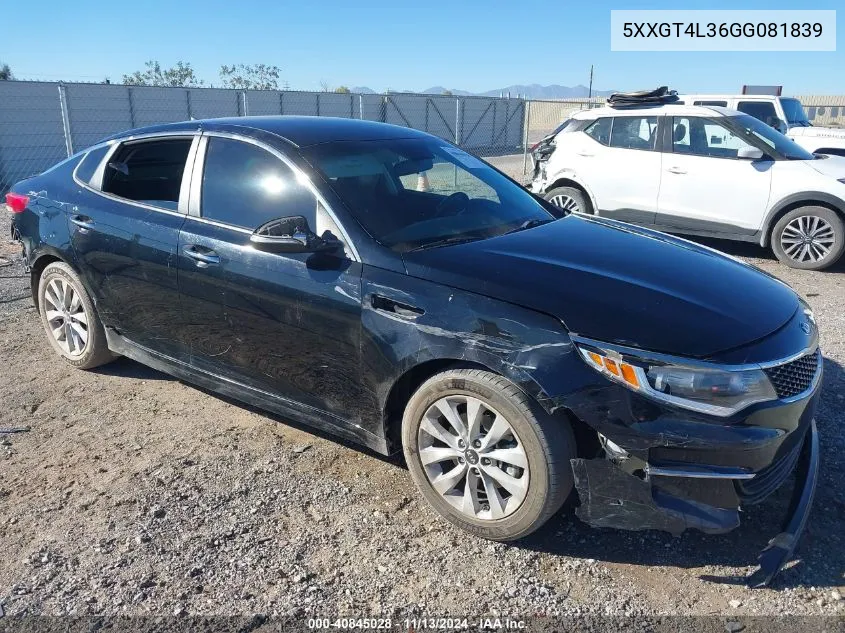 5XXGT4L36GG081839 2016 Kia Optima Lx