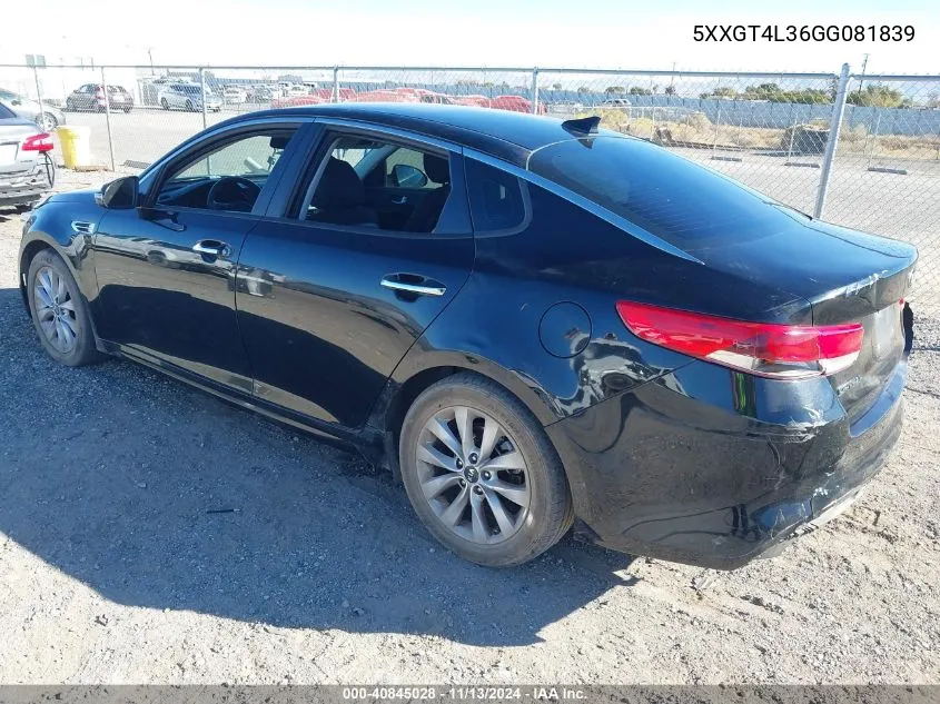 5XXGT4L36GG081839 2016 Kia Optima Lx