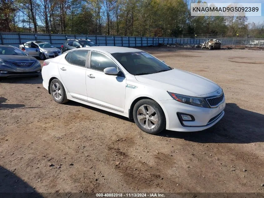 2016 Kia Optima Hybrid VIN: KNAGM4AD9G5092389 Lot: 40852018