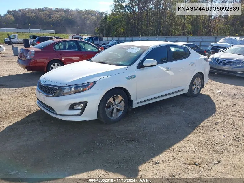 2016 Kia Optima Hybrid VIN: KNAGM4AD9G5092389 Lot: 40852018