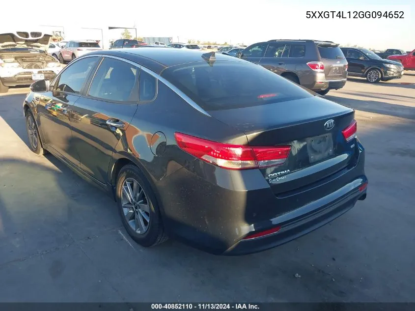 2016 Kia Optima Lx Turbo VIN: 5XXGT4L12GG094652 Lot: 40852110