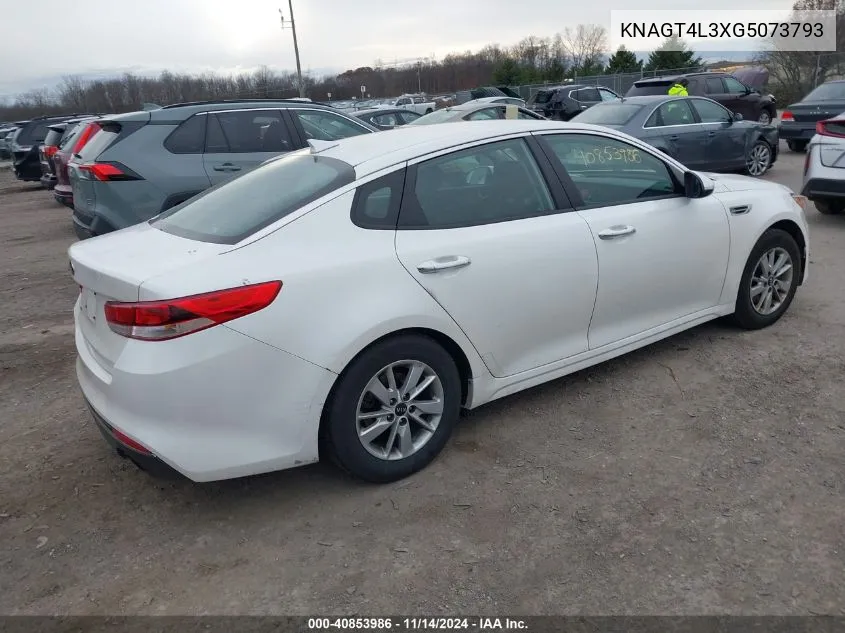 2016 Kia Optima Lx VIN: KNAGT4L3XG5073793 Lot: 40853986