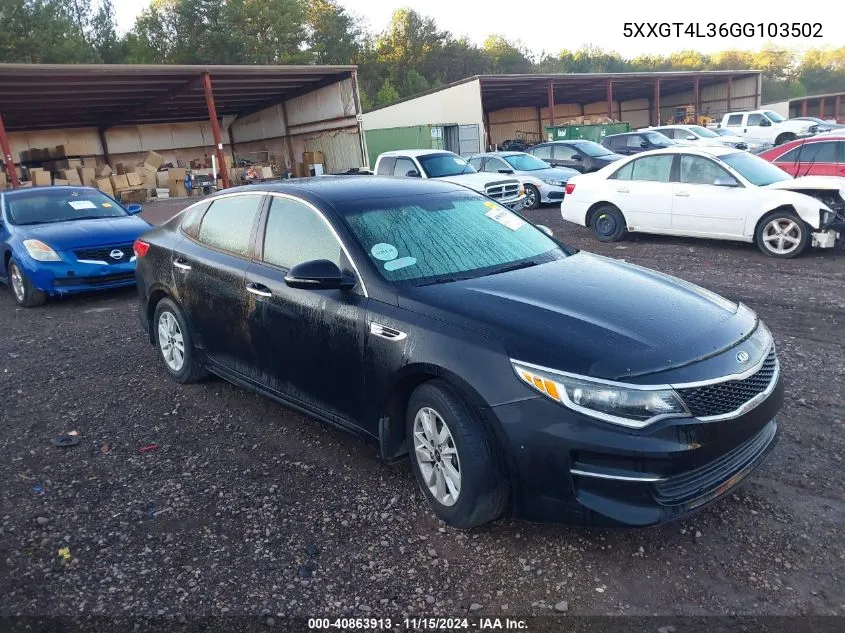 2016 Kia Optima Lx VIN: 5XXGT4L36GG103502 Lot: 40863913