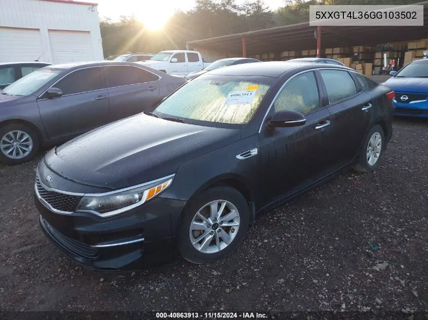 2016 Kia Optima Lx VIN: 5XXGT4L36GG103502 Lot: 40863913