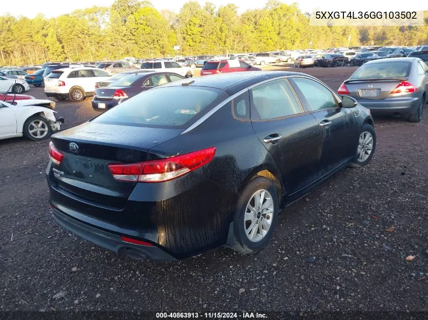 2016 Kia Optima Lx VIN: 5XXGT4L36GG103502 Lot: 40863913