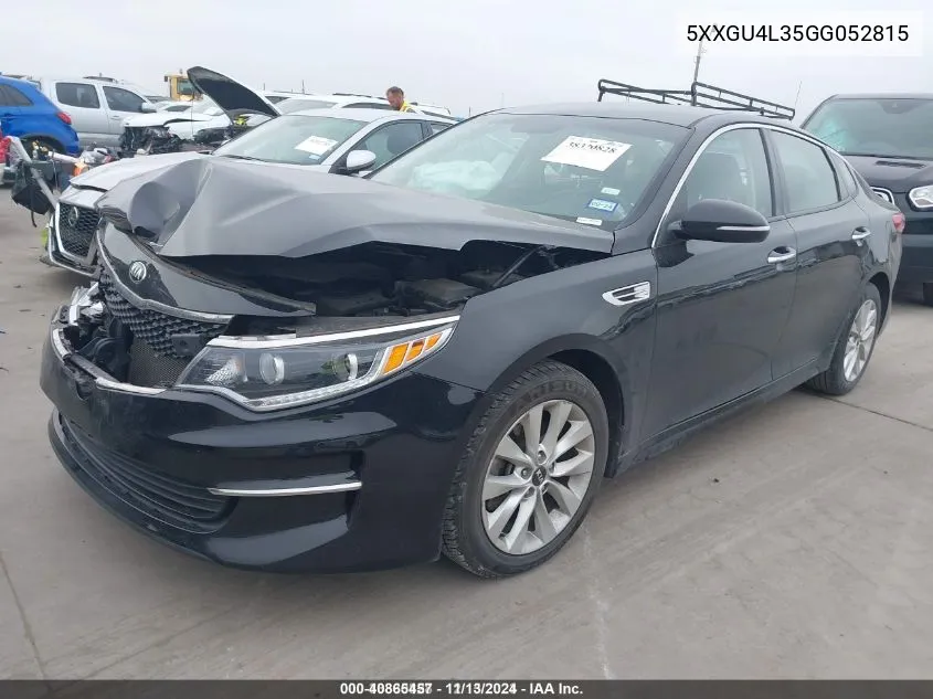 2016 Kia Optima Ex VIN: 5XXGU4L35GG052815 Lot: 40865457