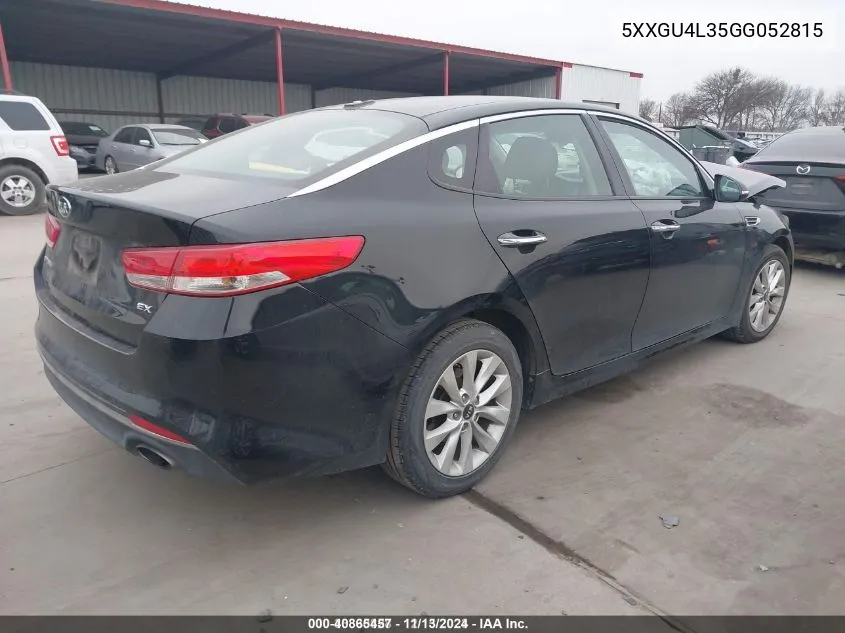 2016 Kia Optima Ex VIN: 5XXGU4L35GG052815 Lot: 40865457