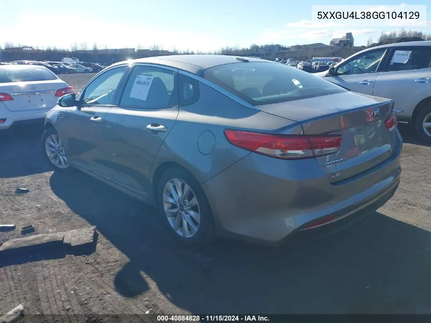 2016 Kia Optima Ex VIN: 5XXGU4L38GG104129 Lot: 40884828