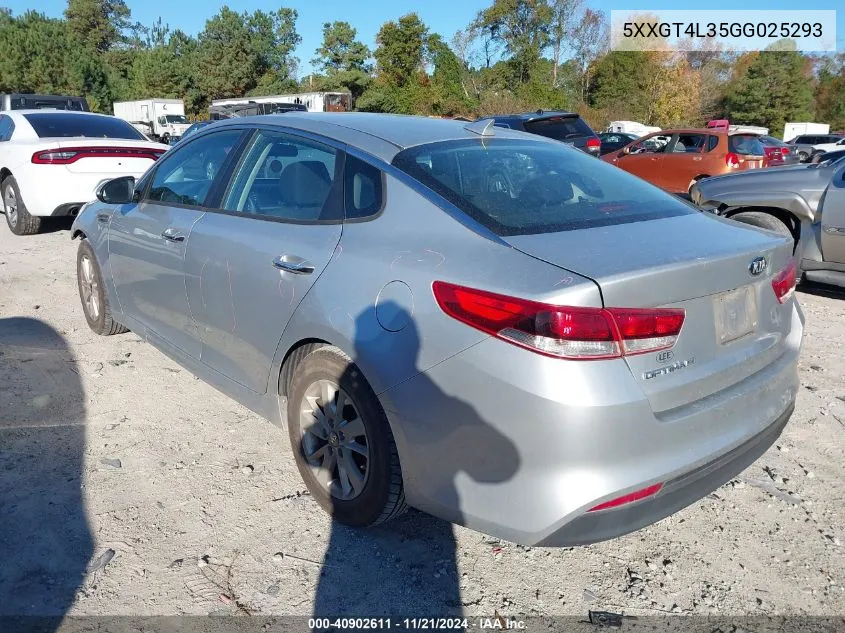 2016 Kia Optima Lx VIN: 5XXGT4L35GG025293 Lot: 40902611