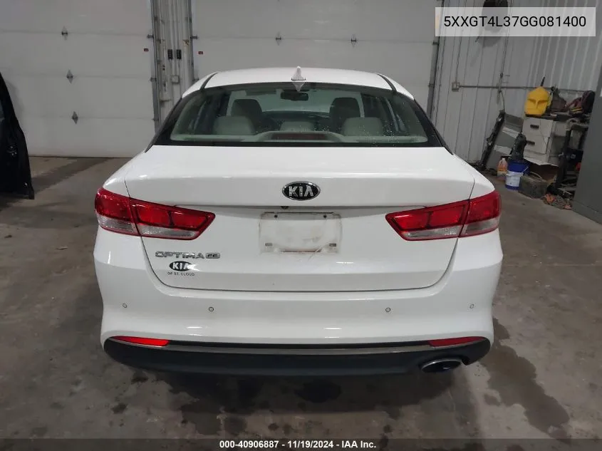 2016 Kia Optima Lx VIN: 5XXGT4L37GG081400 Lot: 40906887