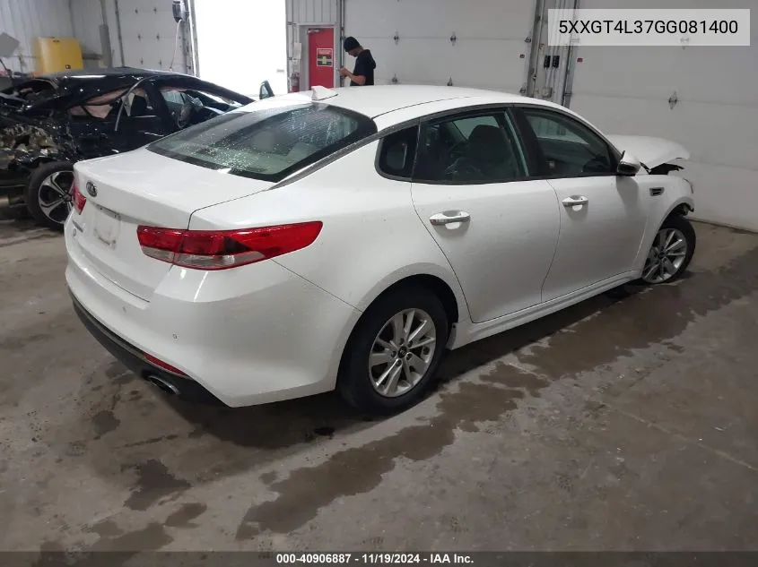 2016 Kia Optima Lx VIN: 5XXGT4L37GG081400 Lot: 40906887