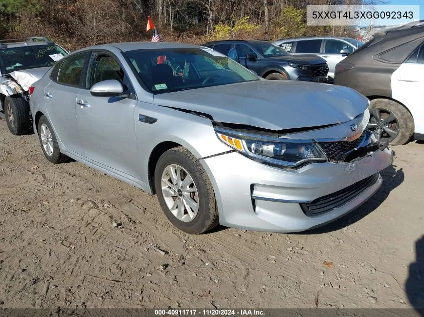 2016 Kia Optima Lx VIN: 5XXGT4L3XGG092343 Lot: 40911717