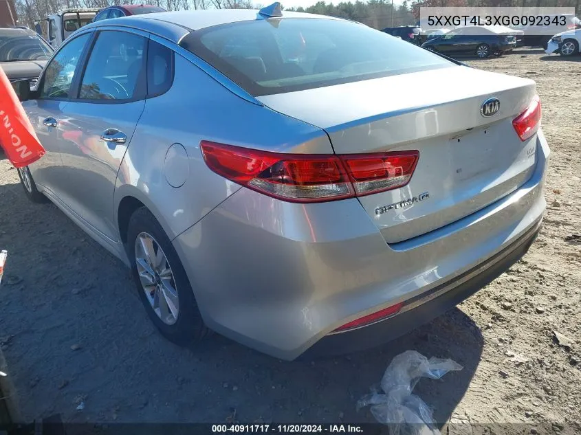 2016 Kia Optima Lx VIN: 5XXGT4L3XGG092343 Lot: 40911717