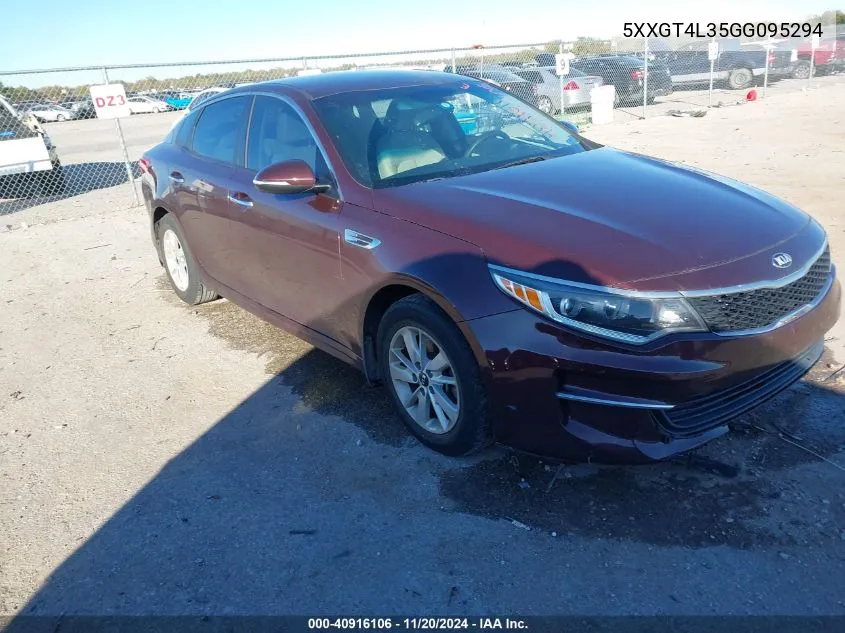 2016 Kia Optima Lx VIN: 5XXGT4L35GG095294 Lot: 40916106