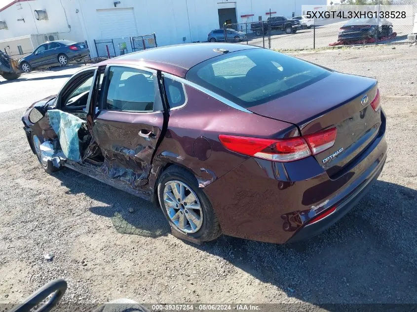 2017 Kia Optima Lx VIN: 5XXGT4L3XHG138528 Lot: 39357254