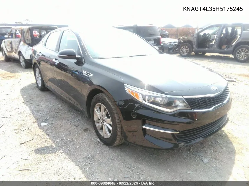 2017 Kia Optima Lx VIN: KNAGT4L35H5175245 Lot: 39924840