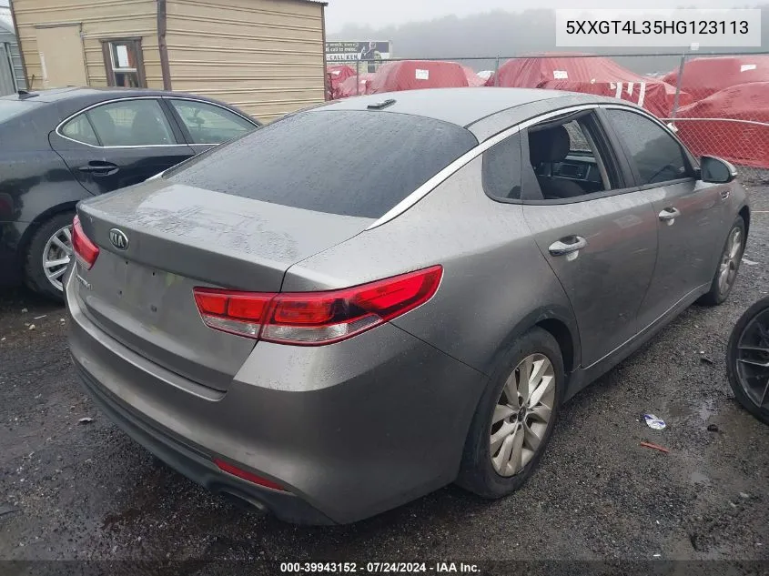 2017 Kia Optima Lx VIN: 5XXGT4L35HG123113 Lot: 39943152