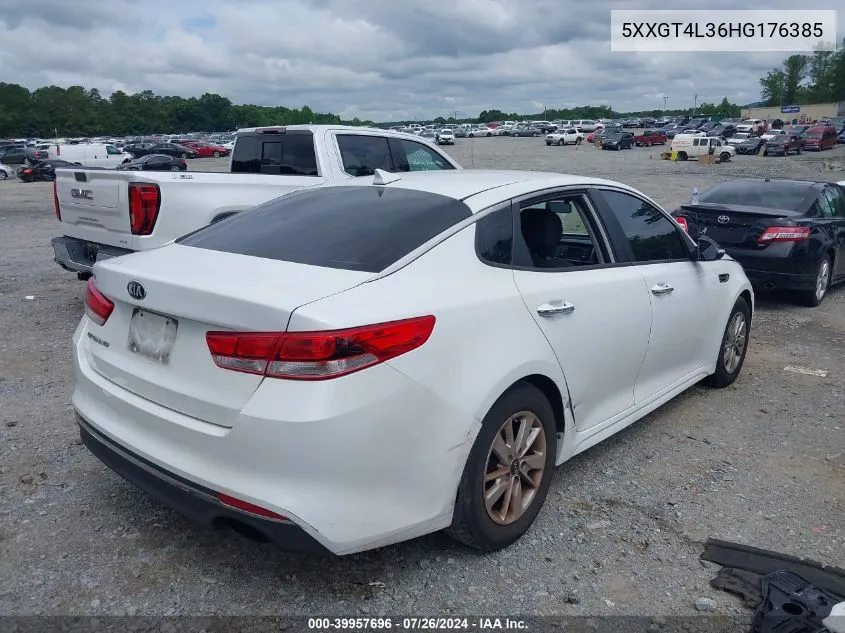 2017 Kia Optima Lx VIN: 5XXGT4L36HG176385 Lot: 39957696