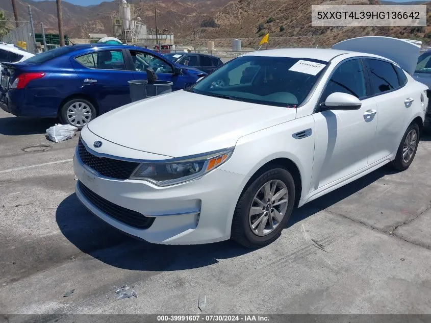 2017 Kia Optima Lx VIN: 5XXGT4L39HG136642 Lot: 39991607